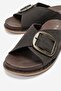 Single Buckle Women's Slippers Brown - 3