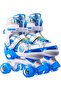 Double Row Roller Skates, Size Adjustable Beginner Rollerskates with PU Flashing Wheels, In