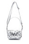 Women's Silver Star Embroidered Puff Shoulder Bag with Adjustable Strap Crossbody Bag - 2
