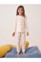 Patterned Long Sleeve Girls' Cotton Pajama Set