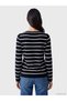 Alita City Farkıyla Lcw Everyday Black Oval Neckline Striped Women's Knitwear Sweater - 4