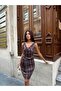 Women's Degaje Collar Skirt Pleated Plaid Pattern Dress - 7