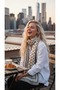 Ecru Mustard Floral Patterned Women's Shawl Floral Pattern Elegant Casual Women's Shawl