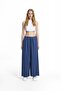 Cobalt Blue Draped Wide-Legged Lace-Up Trousers 19096 - 3