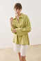 Wide Placket Long Sleeve T-Shirt Green - 4