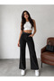 Black Cropped High Waist Tube Leg Denim Jeans Pants - 4
