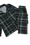 Father-Son Boy Green Plaid Pattern Winter Shirt Collar Buttoned Sleep Band Pajama Set Cotton Milan Fabric - 5