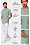 Men's Envelope Collar Green, Navy Blue, Black Lycra Belinda Fabric Scrubs Single Top - 6