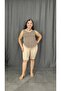 High Waist Pocket Detailed Cotton Fabric Capri, Suitable for Large Sizes - 3