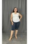 High Waist Pocket Detailed Cotton Fabric Capri, Suitable for Large Sizes