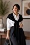 Knitted Scarf Shawl with Tie-On Shoulder Scarf - 2