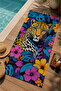 Colorful Tropical Tiger and Floral Pattern 70X150 Beach Towel - Cotton Bath Towel - 3