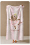 Pink Gingham Capybara Patterned 70X150 Beach Towel - Digital Printed Bath Towel - 3