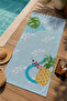 Light Blue Pineapple and Monstera Leaf Patterned 70X150 Beach Towel - Digital Printed Bath Towel - 3