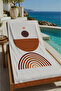 White Terracotta Rainbow Bohemian Patterned 70X150 Beach Towel - Digital Printed Fade-Resistant Bath Towel