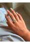Steel Women's Ring – Gold Color with Green Stone, Baguette Model, Elegant and Stylish Design