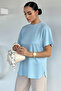 Blue Women's Crew Neck Basic T-Shirt