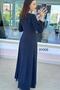 Lycra Double Breasted Collar Long Dress 0Y006 - 2