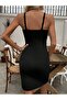 Women's Rope Strap Double Breasted Ring Detailed Asymmetrical Cut Detailed Mini Imported Crepe Dress - 4