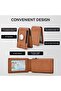 Men's ultra-slim RFID wallet brown pop-up card holder minimalist. - 4