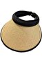 Women's foldable straw hat khaki openwork ponytail beach.