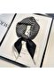 Women's scarves 2pc 70x70cm black/white satin silk gift. - 4