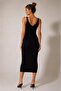 Ribbed V-Neck Bodycon Midi Dress - 3