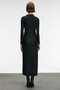 Eflour Women's Long Black Dress with Stand Collar and Drawstring Detail in Stretch Fabric - 6