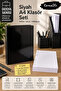 A4 4-Ring Black Folder Set 50 Sheets 80 Gr Unlined Notepad Paper
