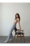Women's Gray High Waist Flare Jean Pants with Tassel Cuffs and 5 Pockets - 3