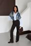 Women's Dark Brown High Waist Spanish Leg Dark Brown Elastane Blended Jean Trousers - 5