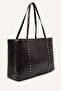 Shiny Leather Look Staple Detailed Women's Shoulder Bag H0996Axns - 3