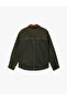 Faux Suede Collar Leopard Lined Pocketed Buttoned Long Sleeve Oversize Denim Jacket - 4