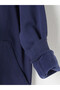 Navy Blue Hooded Boy's Zippered Sweatshirt - 4