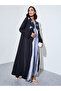 Black Butterfly Embroidered Open Front Abaya