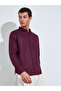 Maroon Solid Textured Regular Fit Shirt - 3