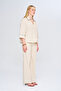 Women's Comfortable Cut Blouse with Collar and Sleeves - 4