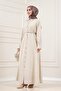Shirt Collar Belted Berra Dress-Beige - 3