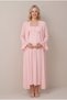 Women's Powder Flounce Sleeve Scallop Lace Maternity Nightgown Set - 4
