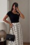 Women's Ribbed Blouse Luna Glow Black – Square Neckline, Accessory Details, Comfortable Fit, Modern Cut - 4