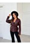 Women's Zr Model Black Shawl Collar Tied Faux Leather Jacket - 2