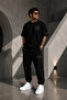 089 Print Detailed Oversize Cotton T-Shirt Tracksuit Set