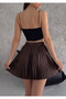 Women's Pleated Elastic Waist Shiny Lacquer Fabric Mini Skirt, Doesn'T Show under Clothes, 45 cm - 4
