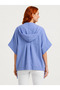Women's Hooded Relaxed Fit Blue Blouse - 2