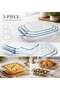 3-Piece Rectangular Glass Oven Baking Dish Set with Handles, Small 2.0L Medium 2.7L Large 3.8L, Glass Bakeware for Lasagna, Casserole & Cooking - 4