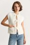 Women's Front Tie Pocket Detailed Knitwear White Vest - 5