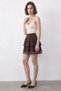 Women's Lace Detailed Flounce Crepe Bitter Brown Skirt - 5