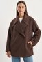 Women's Wide Collar Pocket Detailed Oversize Cashmere Bitter Brown Coat - 5