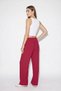 Women's Elastic Waist, Tie-Up, Pocketed, Wide Leg Fuchsia Trousers - 5