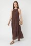 Women's Halter Neck Layered Detailed Modal Maxi Bitter Brown Dress - 3